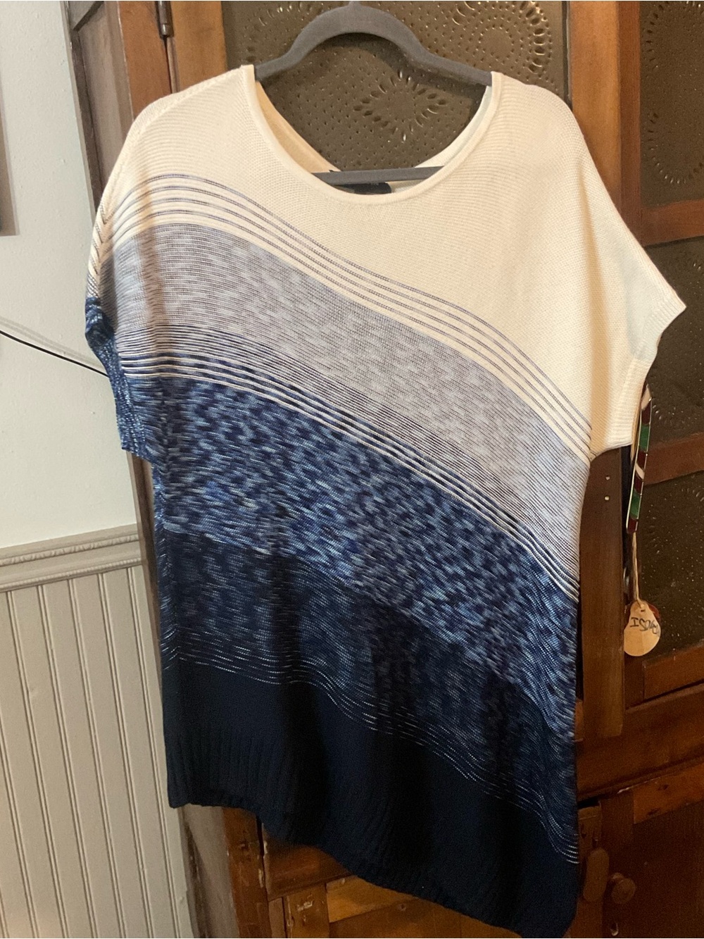 St John Asymmetrical Striped Sweater L
